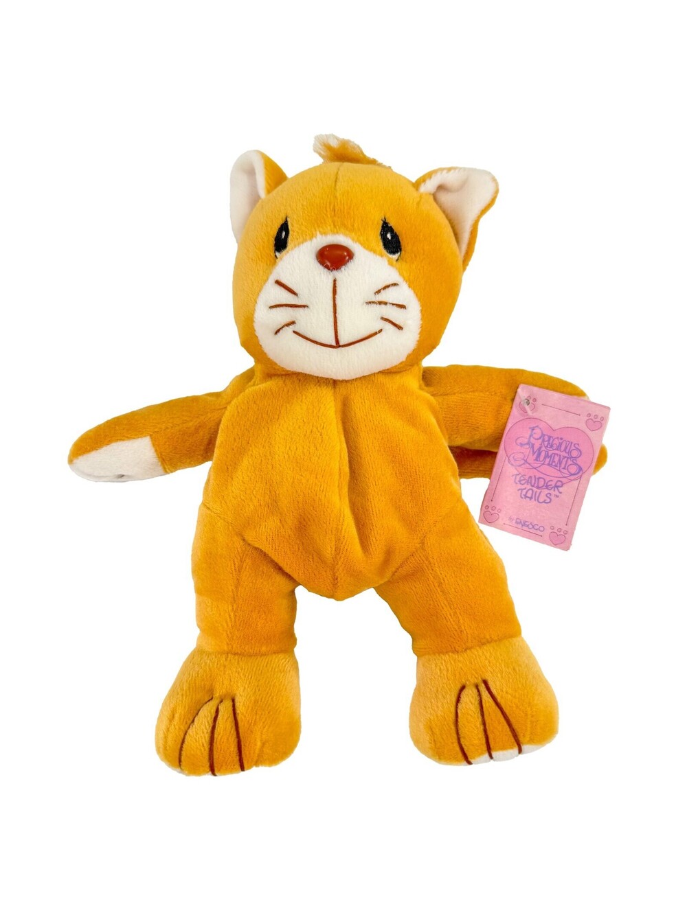 1998 Precious Moments Tender Tails CAT Plush Bean Bag Enesco 382256 Orange Tan